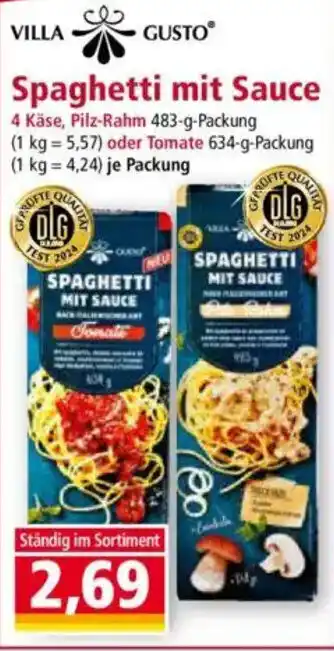 Norma VILLA GUSTO Spaghetti mit Sauce Angebot