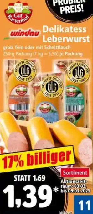 Norma Gut Bartenhof Delikatess Leberwurst Angebot