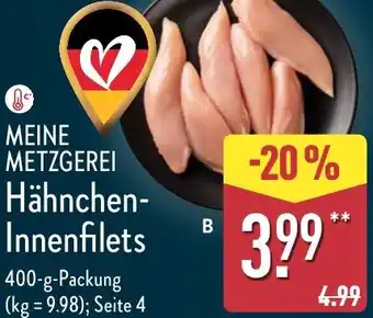 Aldi Nord MEINE METZGEREI Hähnchen Innenfilets Angebot