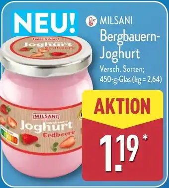 Aldi Nord MILSANI Bergbauern Joghurt Angebot