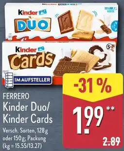 Aldi Nord FERRERO Kinder Duo/ Kinder Cards Angebot