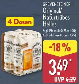 Aldi Nord GREVENSTEINER Original/ Naturtrübes Helles Angebot