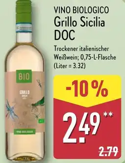 Aldi Nord VINO BIOLOGICO Grillo Sicilia DOC Angebot