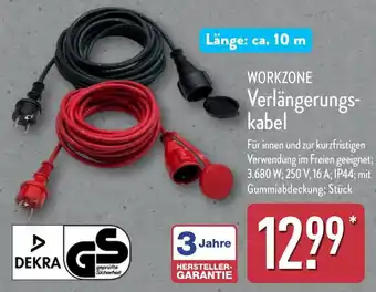 Aldi Nord WORKZONE Verlängerungskabel Angebot