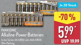 Aldi Nord PANASONIC Alkaline-Power-Batterien Angebot