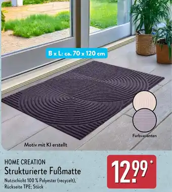 Aldi Nord HOME CREATION Strukturierte Fußmatte Angebot