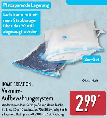 Aldi Nord HOME CREATION Vakuum Aufbewahrungssystem Angebot