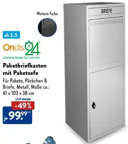 Aldi Nord Ondis 24 Paketbriefkasten mit Paketsafe Angebot