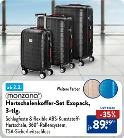 Aldi Nord Monzana Hartschalenkoffer-Set Exopack, 3-tlg. Angebot