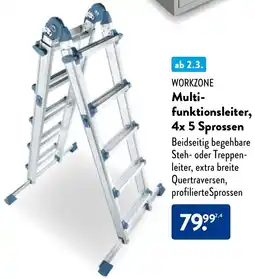 Aldi Nord WORKZONE Multifunktionsleiter, 4x 5 Sprossen Angebot