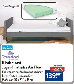 Aldi Nord Träumeland Kinder- und Jugendmatratze Air Flow Angebot