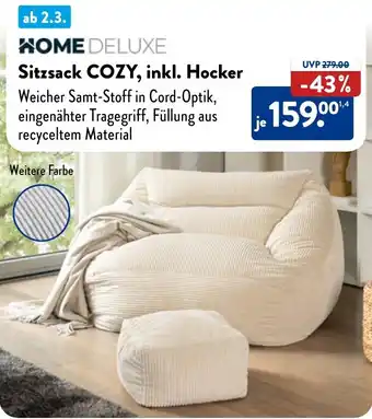 Aldi Nord HOME DELUXE Sitzsack COZY, inkl. Hocker Angebot