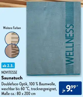 Aldi Nord NOVITESSE Saunatuch Angebot