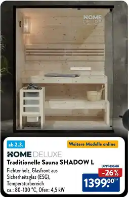 Aldi Nord HOME DELUXE Traditionelle Sauna SHADOW L Angebot