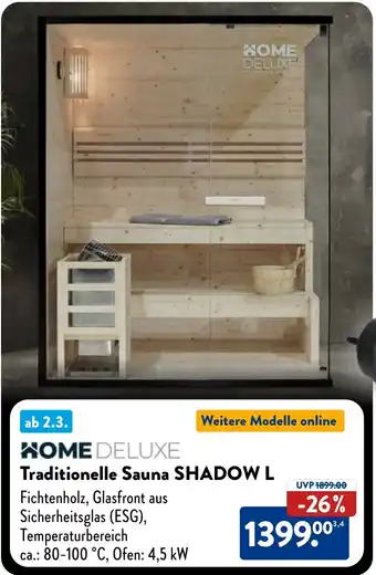 Aldi Nord HOME DELUXE Traditionelle Sauna SHADOW L Angebot