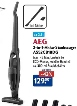 Aldi Nord AEG 2-in-1-Akku-Staubsauger AS52CB18DG Angebot