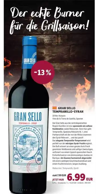 Vino Weinmarkt Gran Sello Tempranillo Syrah 0,75L Angebot