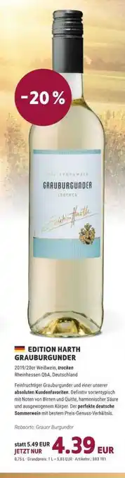 Vino Weinmarkt Edition Harth Grauburgunder 0,75L Angebot