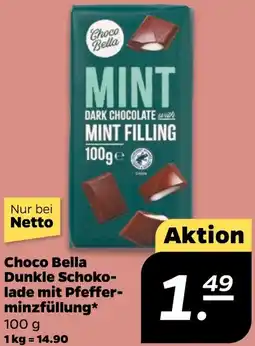 NETTO Choco Bella Dunkle Schoko- lade mit Pfefferminzfüllung Angebot