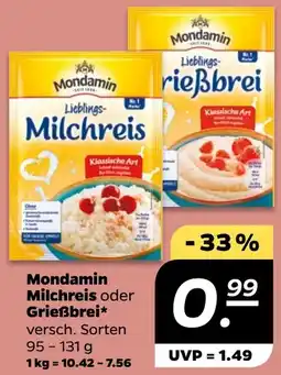 NETTO Mondamin Milchreis oder Grießbrei Angebot