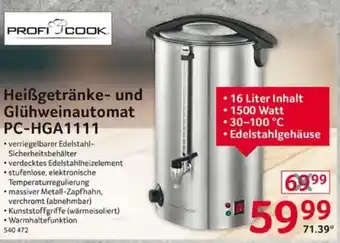 Selgros Profi Cook Heißgetränke und Glühweinautomat PC-HGA 1111 Angebot