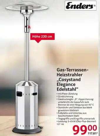 Selgros Enders Gas Terrassen Heizstrahler Cosystand Elegance Edelstahl Angebot