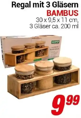 CENTERSHOP KESPER Regal mit 3 Gläsern BAMBUS Angebot