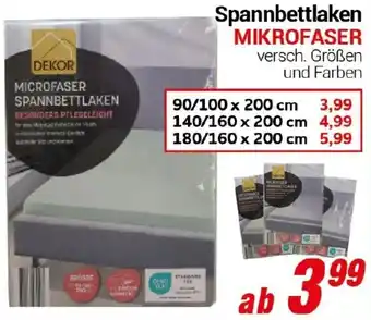 CENTERSHOP Spannbettlaken MIKROFASER Angebot