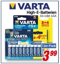 CENTERSHOP VARTA High-E-Batterien Angebot