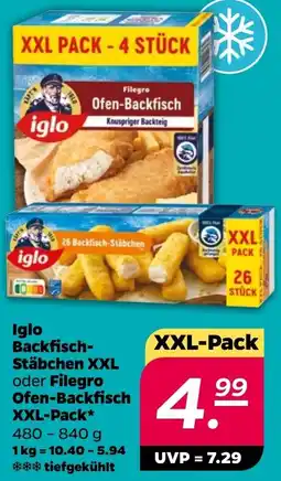 NETTO Iglo Backfisch Stäbchen XXL oder Filegro Ofen-Backfisch XXL-Pack Angebot