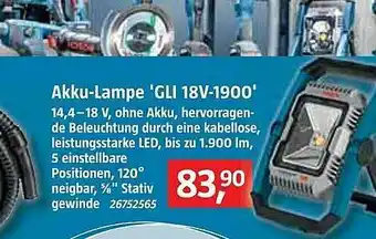 Bauhaus Akku-lampe Gli18v-1900 Angebot