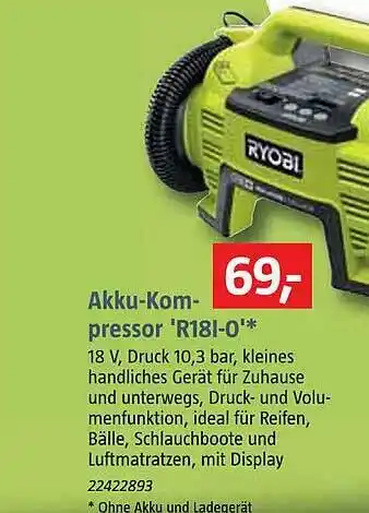 Bauhaus Akku-kompressor R18l-0 Ryobi Angebot