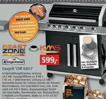 Bauhaus Kingstone Gasgrill „cliff 650-1“ Angebot