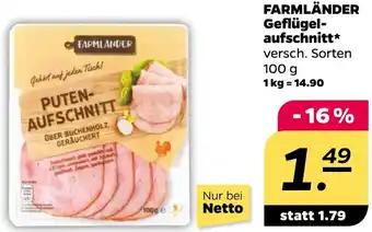 NETTO FARMLÄNDER Geflügelaufschnitt Angebot