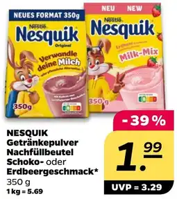 NETTO NESQUIK Getränkepulver Nachfüllbeutel Schoko- oder Erdbeergeschmack Angebot