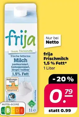 NETTO frija Frischmilch 1,5 % Fett Angebot