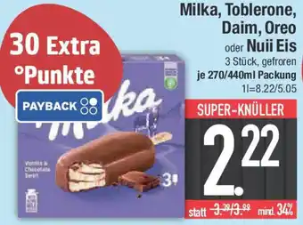 E-Center Milka, Toblerone, Daim, Oreo oder Nuii Eis Angebot