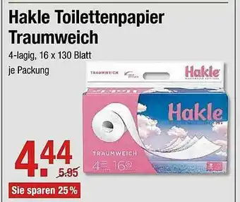 V Markt Hakle Toilettenpapier Traumweich Angebot