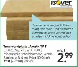 Hellweg Isover Trennwandplatte,,Akustic TP 1" Angebot