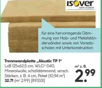 Hellweg Isover Trennwandplatte,,Akustic TP 1" Angebot