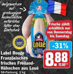 Hit Label Rouge Französisches frisches Freiland Hähnchen aus Loué Angebot