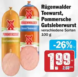 Hit Rügenwalder Teewurst, Pommersche Gutsleberwurst Angebot