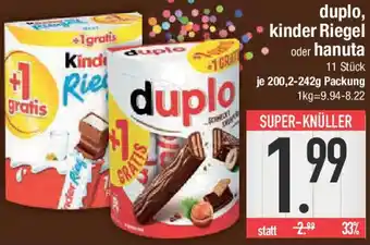 E-Center duplo, kinder Riegel oder hanuta Angebot