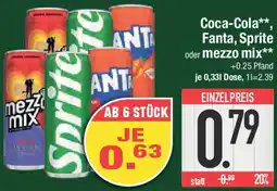 E-Center Coca-Cola, Fanta, Sprite oder mezzo mix Angebot