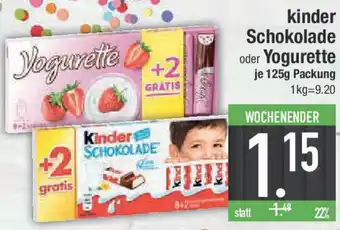 E-Center Kinder Schokolade oder Yogurette Angebot