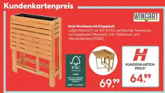 Hellweg WINGART Holz-Hochbeet mit Klapptisch Angebot