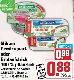 Hit Milram Gewürzquark oder Brotaufstrich 100% pflanzlich Angebot