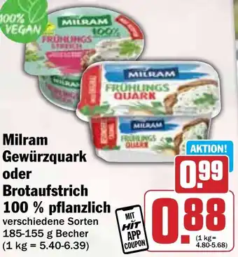 Hit Milram Gewürzquark oder Brotaufstrich 100% pflanzlich Angebot