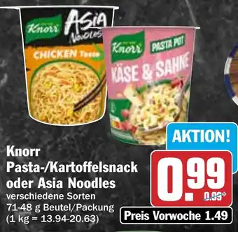 Hit Knorr Pasta-/Kartoffelsnack oder Asia Noodles Angebot