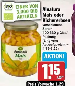 Hit Alnatura Mais oder Kichererbsen Angebot